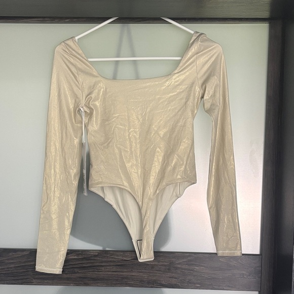 lululemon athletica Tops - Lululemon Nulu Long Sleeve Bodysuit Gold Shine XS NWT